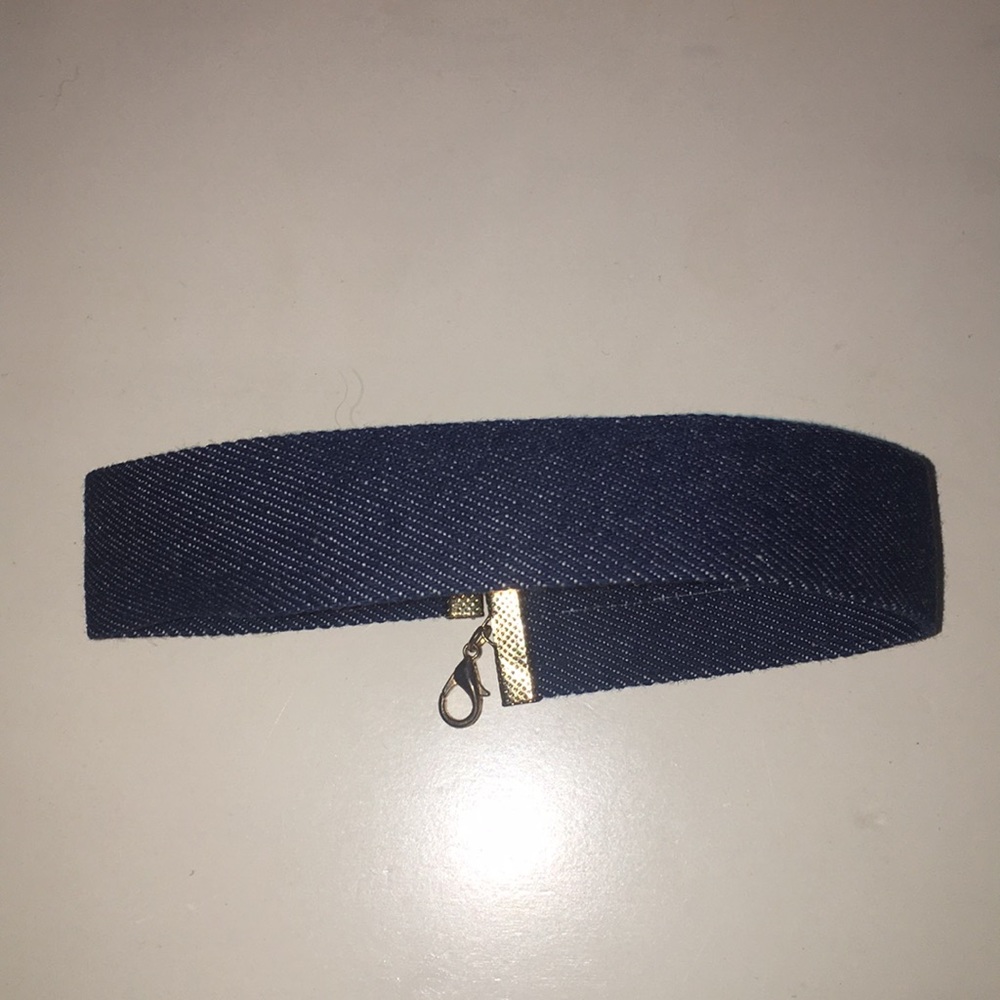 denim choker with gold hook